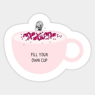 Fill your own cup/pastel girl with red petals Sticker